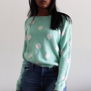 Forever 21 Mint Polka Dot Knit Sweater